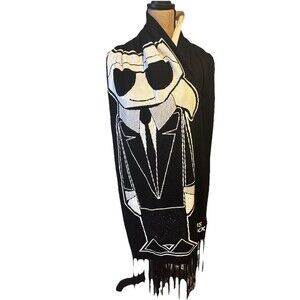 Karl Lagerfeld SCARF LOVE FROM PARIS Logo Black Rhinestone One Size